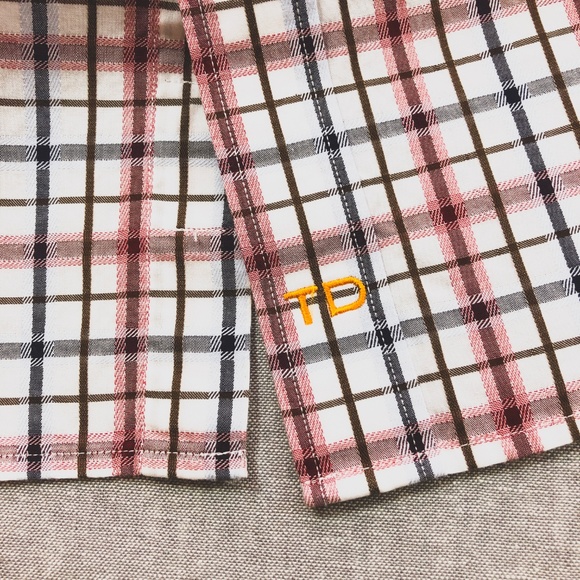 Thomas Dean Red Blue White Check Sport Shirt M - Picture 6 of 7